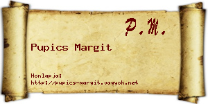 Pupics Margit névjegykártya